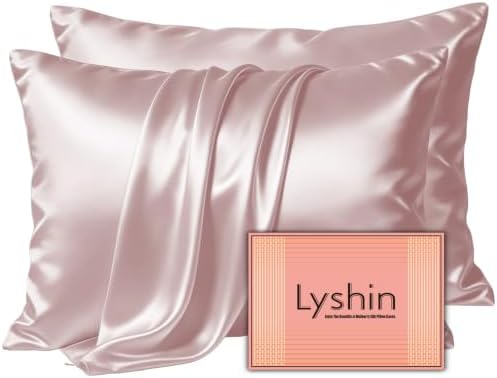 LYSHIN Pink Silk Pillowcases 2 Pack Queen Size by LYSHINSILKPILLOWCASES