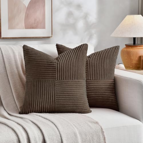 Fancy Homi 2 Packs Dark Brown Euro Decorative Throw Pillow Covers 26x26 Inch - Image 6