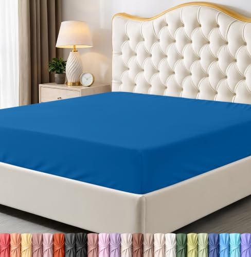 Queen Fitted Sheet, Ultra Soft Fits Up to 15 Inch Deep Pocket, Dusk Blue by UTOPIABEDDING
