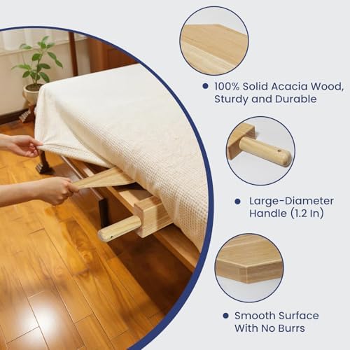 Mattress Lifter and Bed Sheet Tucker Tool, Natural Rubberwood - Image 2