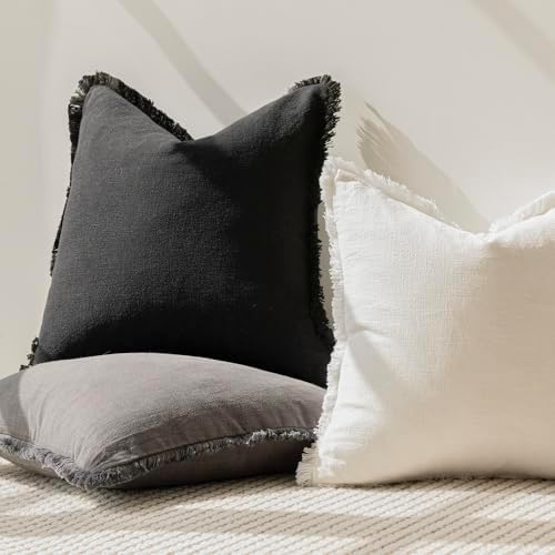 Foindtower Decorative Linen Fringe Throw Pillow Covers 18×18 Inch - Image 5