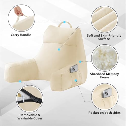 IPYNBAP Back Pillow for Bed Sitting up, Reading Pillow, 18 Inch - Image 3