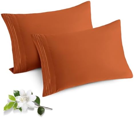 Horbaunal Microfiber Pillowcases Queen Size, Burnt Orange, 2 Pack by Horbaunal
