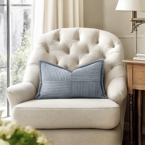 MIULEE Decorative Lumbar Throw Pillow Covers 12x20 Inch Dustyblue 2 Pack - Image 4