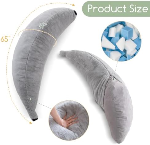 HIGOGOGO Banana Shape Memory Foam Body Pillow, Novelty Soft Long Stuffed Pillow - Image 2