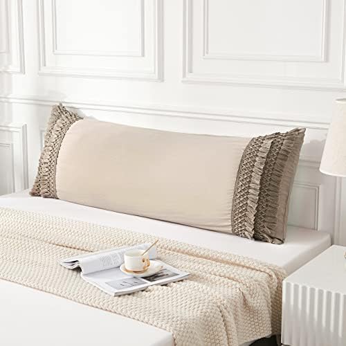 MOVE OVER Taupe Body Pillow Cover Macrame Tassel Long Pillow Cover 20x54 Body - Image 2