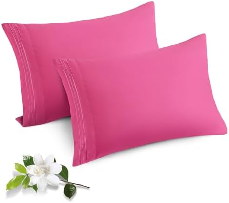 Horbaunal Microfiber Pillowcases Queen Size, Hot Pink, 2 Pack by Horbaunal