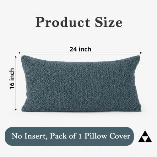 JoraLion 16x24 inch Boucle Lumbar Pillow Cover, Dusty Blue Woven Texture - Image 4