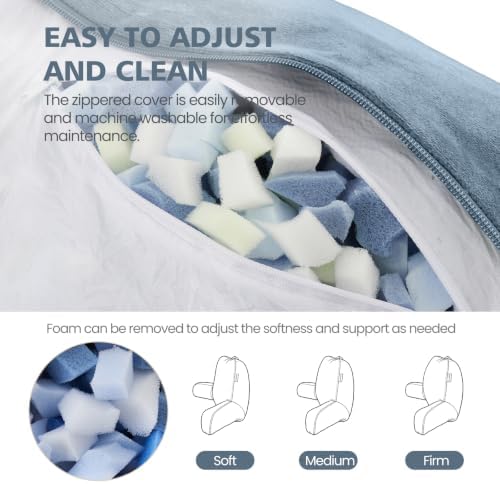 Memory Foam Reading Pillow for Sitting in Bed, Dusty Blue - Image 6