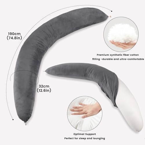 Pregnancy Pillow for Side Sleeping, 74 Inch C Shaped Long Body Pillow, Sleep - Image 3