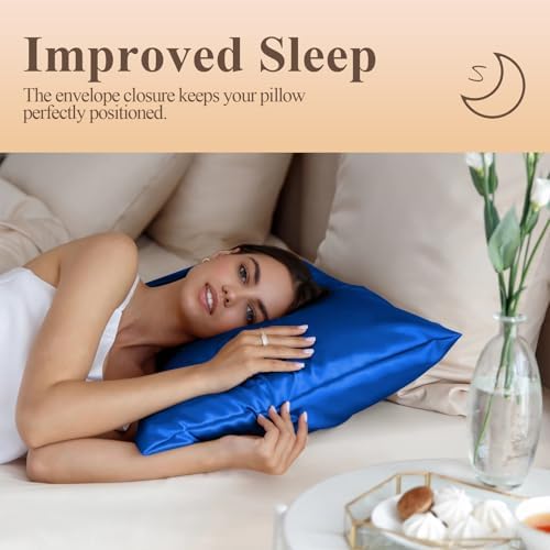 Silk Like Satin Pillowcase Standard Size, Royal Blue, 2 Pack, 20x26 Inches - Image 5