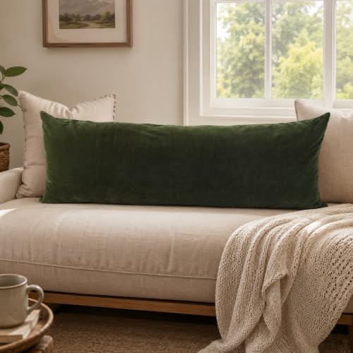 JoraLion Chenille Body Pillow Cover 20x54 inch, Moss Green Spring Decorative - Image 6