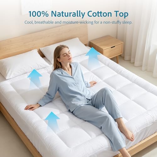 Mattress Topper Queen Size, Ultra Soft Cotton Pillow Top Mattress Pad - Image 3