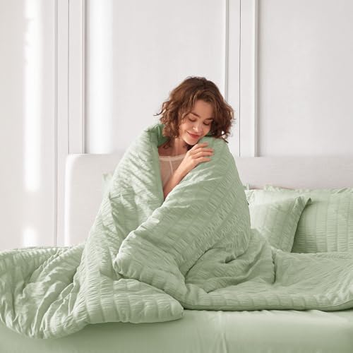 MUXHOMO 5 Pieces Twin XL Comforter Set, Seersucker Bed in a Bag Twin XL Size - Image 6