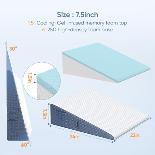 Welzona Wedge Pillow for Sleep Apnea, 7.5inch Bed Wedge - Image 2