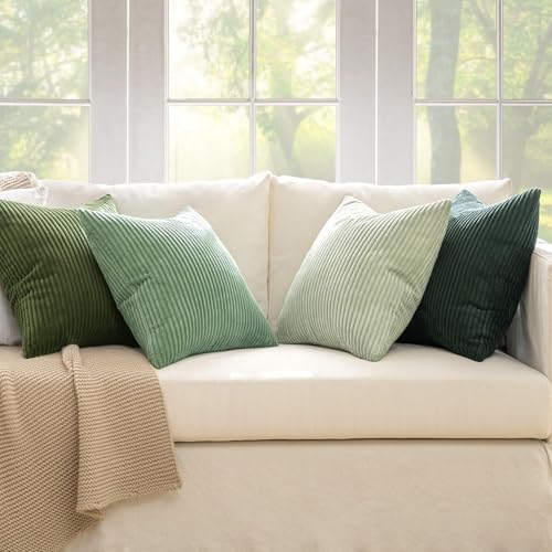 MIULEE Soft Corduroy Decorative Throw Pillow Covers Forest Green 22x22 - Image 3