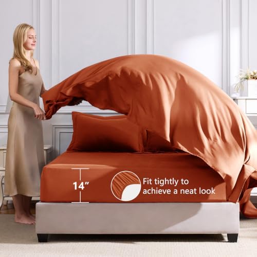 CozyLux Full Comforter Set 82"x86" Burnt Orange - Image 5