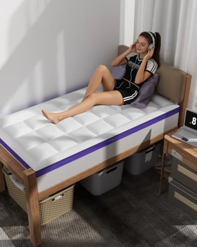Dorm Room Essentials Dual Layer 4 Inch Memory Foam Mattress Topper Full XL - Image 7