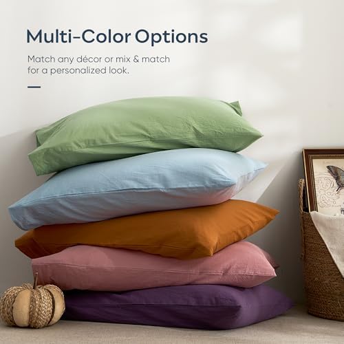 JELLYMONI 100% Washed Cotton Pillowcases, Envelope Closure 2-Pack - Image 7