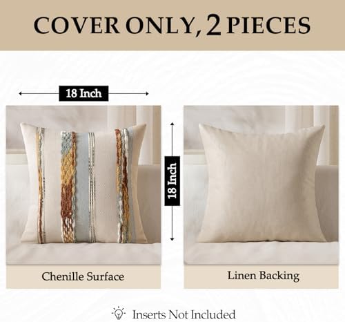 ANRODUO Boho Decorative Pillow Covers 24x24 Blue-Earth Tones Pack of 2 - Image 4