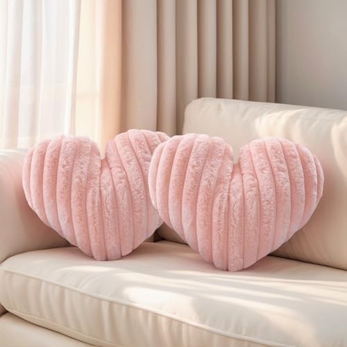 16 Inch Heart Pillow Cute Soft Decorative Throw Pillows, Heart Shaped Fluffy by Nmkopzy