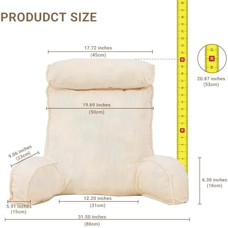 Reading Pillow for Bed with Detachable Neck Roll and Shredded Memory Foam - Image 2