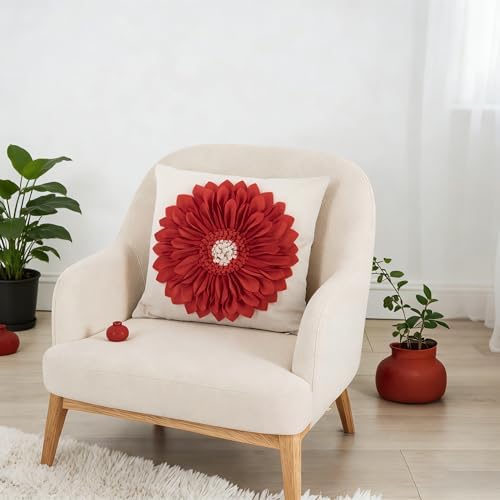 OiseauVoler Decorative Handmade 3D Flower Throw Pillow Covers 18 x 18 Inch - Image 3
