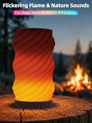 Touch Bedside Lamp with Sound Machine for Adults, Dimmable Night Light for Bedroom, 3-in-1 Bluetooth Speaker & White Noise Machine for Sleeping, Relaxation Dynamic Mood Lighting (Campfire/Breathing) - Image 2