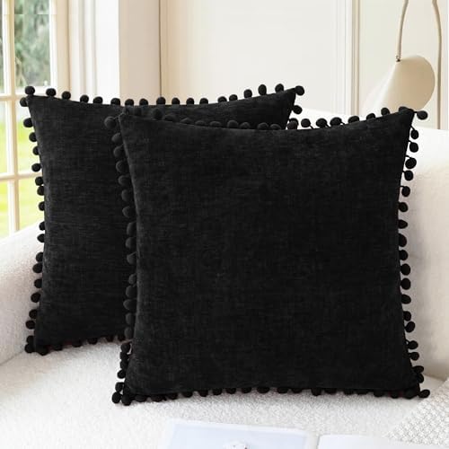 CaliTime Decorative Couch Throw Pillow Covers 18 X 18 Inches Black by CaliTime