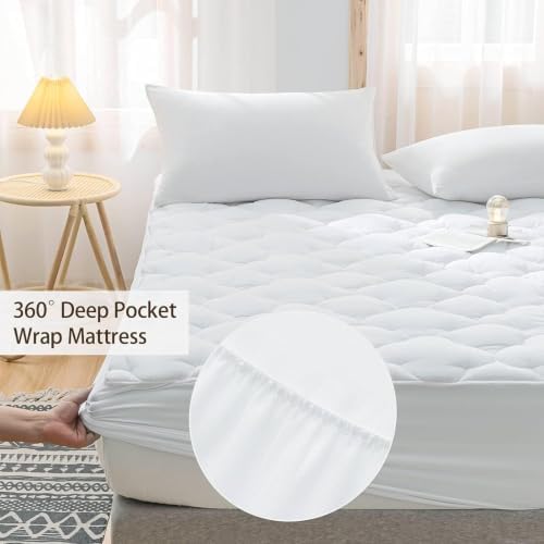 WhatsBedding Waterproof Mattress Topper Queen Size Cotton Top Down Alternative - Image 6