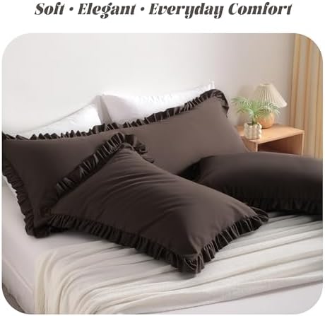 BEDSUM Queen Ruffled Pillow Shams - Image 2