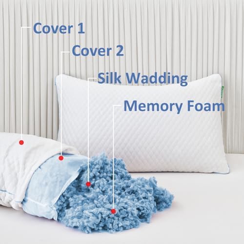 Shredded Memory Foam Pillows for Sleeping 2 Pack - Image 3