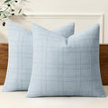 MIULEE Linen Plaid Pillow Covers Decorative Euro 24x24 Coastal Blue by MIULEE