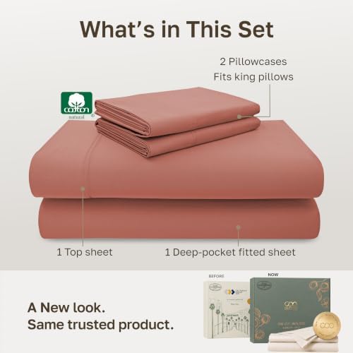 California Design Den Luxury 600 Thread Count Cal King Sheets, Terracotta - Image 3