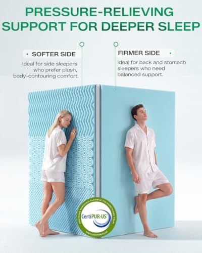 Dual Layer 4 Inch Queen Size Mattress Topper, Memory Foam Mattress Topper - Image 5