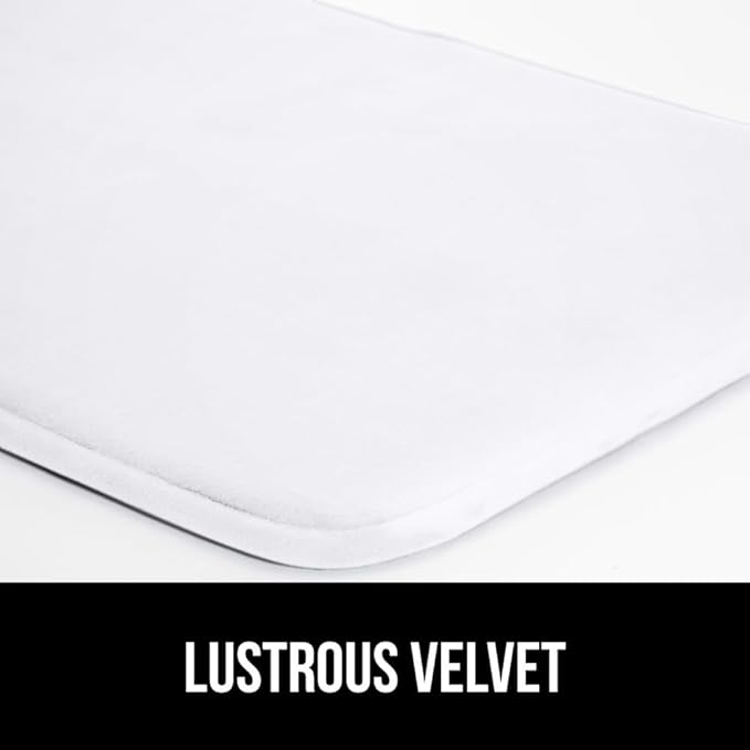 GORILLA GRIP Thick Memory Foam Toilet Rug for Bathroom, Square Shaped Washable, Soft Absorbent Velvet Topside Floor Mats, Machine Wash, Cushioned Luxury Rugs for Bath Room, 22.5x19.5, White