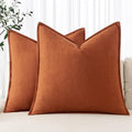 MIULEE Decorative Linen Euro Sham Pillow Covers 26x26 Rust by MIULEE