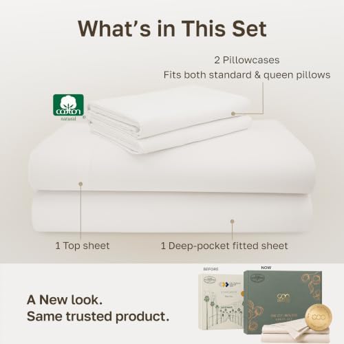 California Design Den 600 Thread Count Bed Sheets Queen Size Set, True Ivory - Image 3