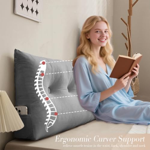 Wedge Headboard Pillow Twin XL, College Dorm Essentials Bed Reading - Image 2
