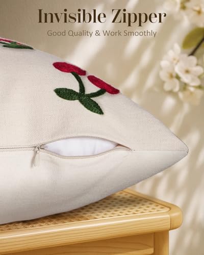 Embroidered Throw Pillow Cover 18x18 Inch, Little Cherry - Image 3