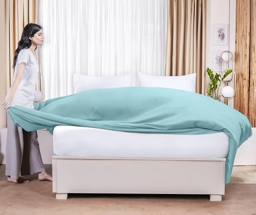 Twin Size Flat Sheet Only, Ultra Soft & Breathable Hotel Sheets, Spa Blue - Image 6