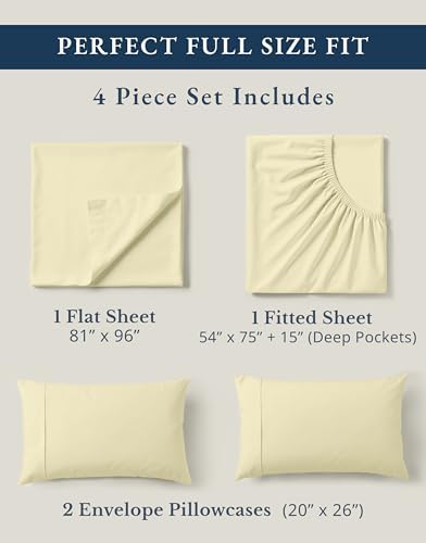 LANE LINEN Full Sheets 100% Organic Cotton 4pc Percale Cooling - Image 4