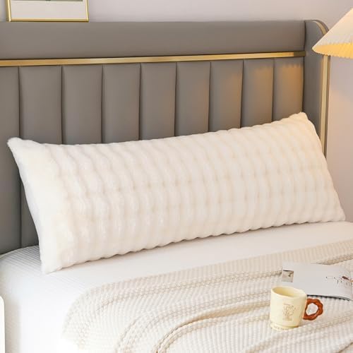 JAUXIO Fluffy Faux Fur Body Pillow Cover, Luxury Bubble Waffle Carved Plush by JAUXIO