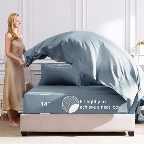 CozyLux Oversized Queen Comforter Set 98"x98", 7 Piece, Dusty Blue - Image 5