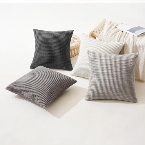 MIULEE Neutral Decorative Euro Pillow Covers 24x24 Set of 4 Modern Grey - Image 4