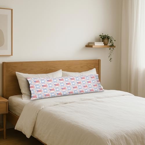 4th of July Body Pillow Pillowcase, Coquette Preppy Room Decor, Coquette Blue - Image 2