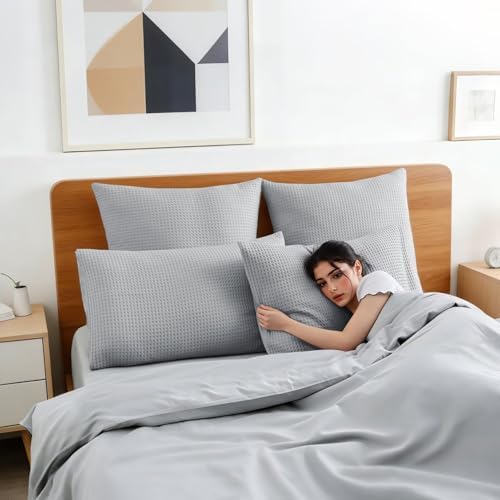 100% Cotton Waffle Weave Throw Pillow Covers Set of 2 - Image 5