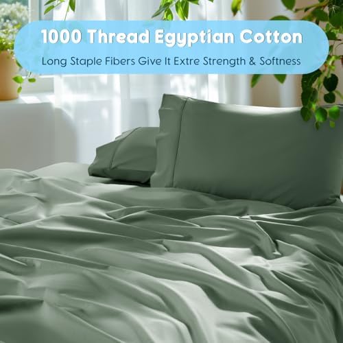SONORO KATE 1000 Series 100% Egyptian Cotton Queen Sheets, Extra Deep Pocket - Image 3