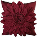 Burgundy Accent 3D Flower Decorative Throw Pillow Covers by BellasGifts