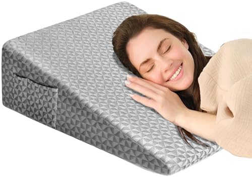 Wedge Pillow for Sleeping, 7.5" Memory Foam Bed Wedge for Back and Leg Use by COLDHUNTERBEDING